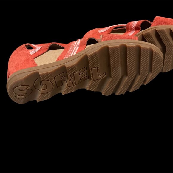 Sorel Wedged Sandals With Lace-Up Closure & Zigzag Straps Womens Size 10 Rugged - Picture 9 of 12